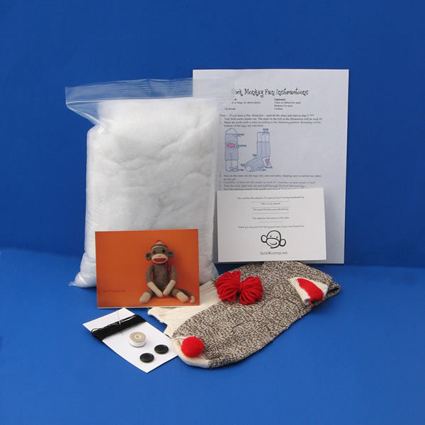 Deluxe (Pre-sewn) Do It Yourself Sock Monkey Kit